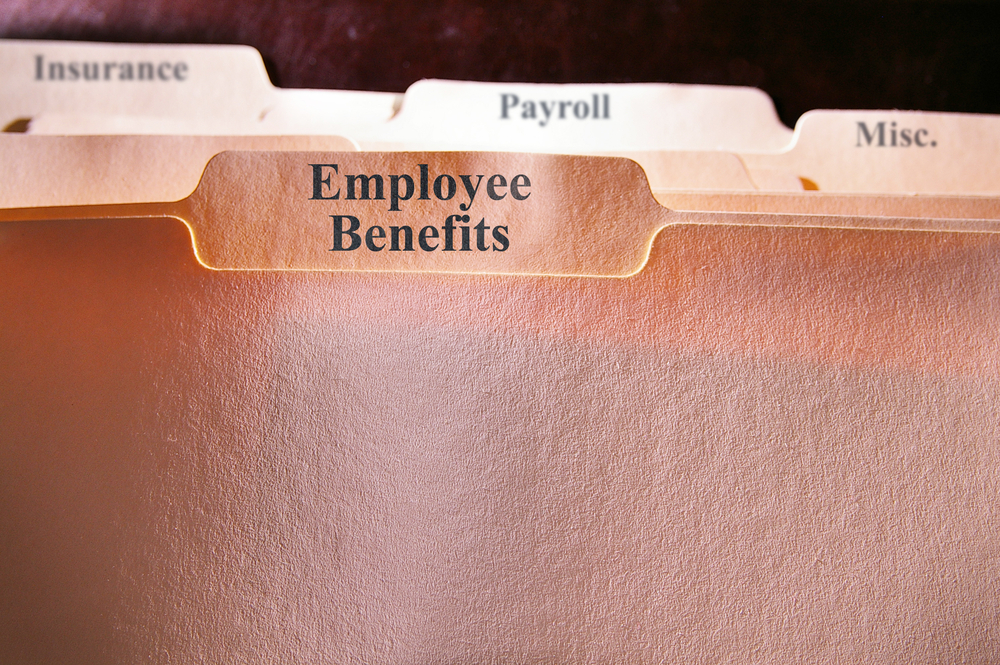 file folder titled employee benefits