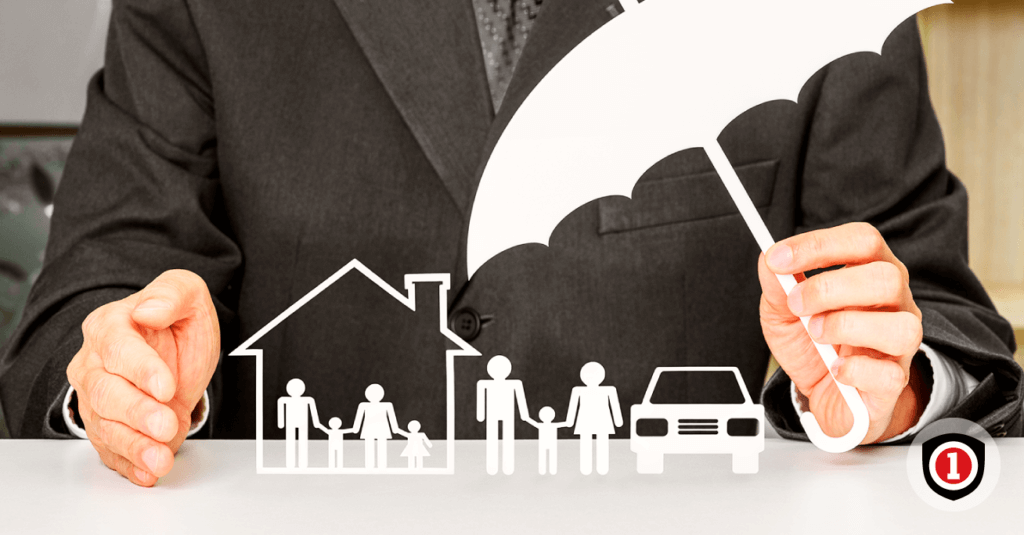 A man protecting his properties with an umbrella insurance coverage