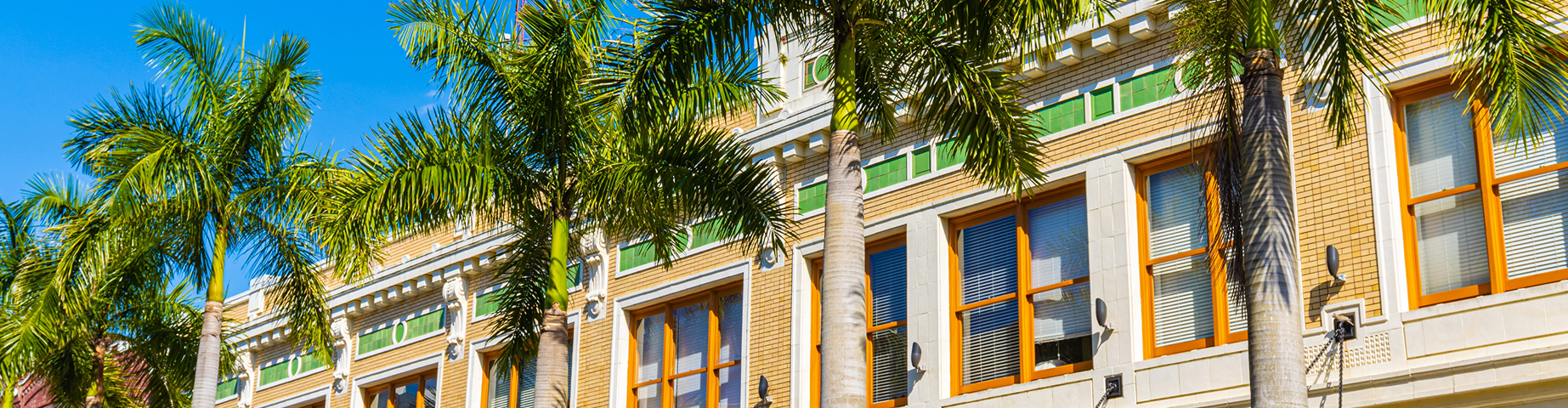 Architecture on First Street, River District, Fort Myers - best car insurance in Florida.
