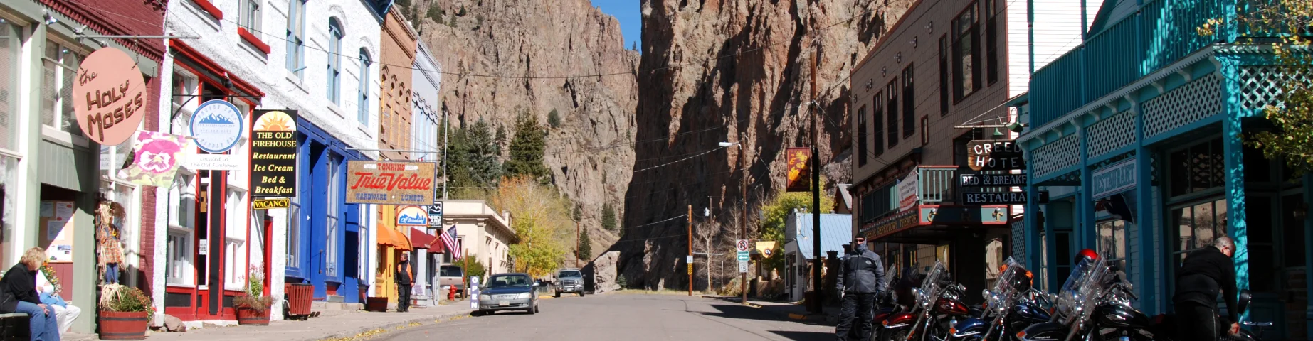 Creede, Colorado, 10/10/2009 Motorcycles parking on Main Street in Creede – Home insurance in Colorado