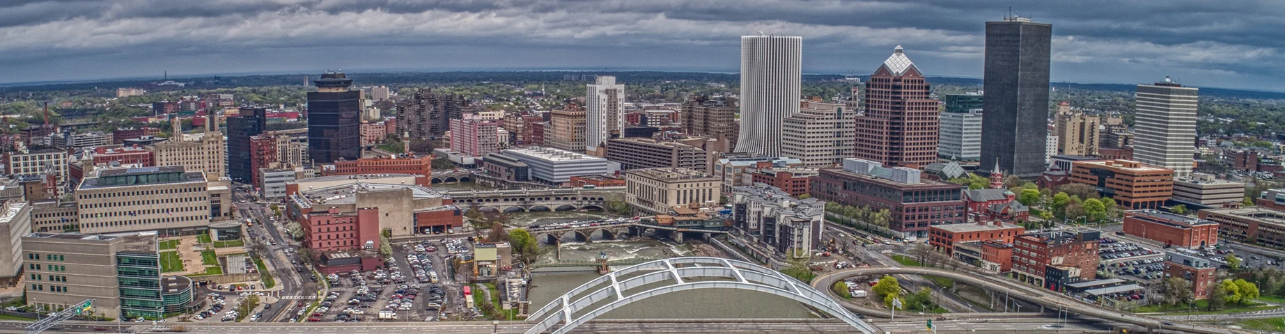 Aerial View of Downtown Rochester, New York during May