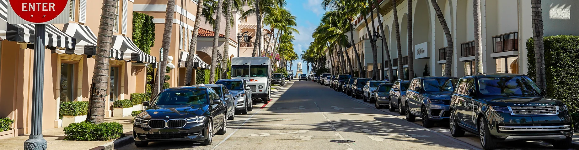 Luxury stores at Worth Avenue in Palm Beach, Florida. Worth Avenue is an upscale shopping and dining district in Palm Beach, Florida.